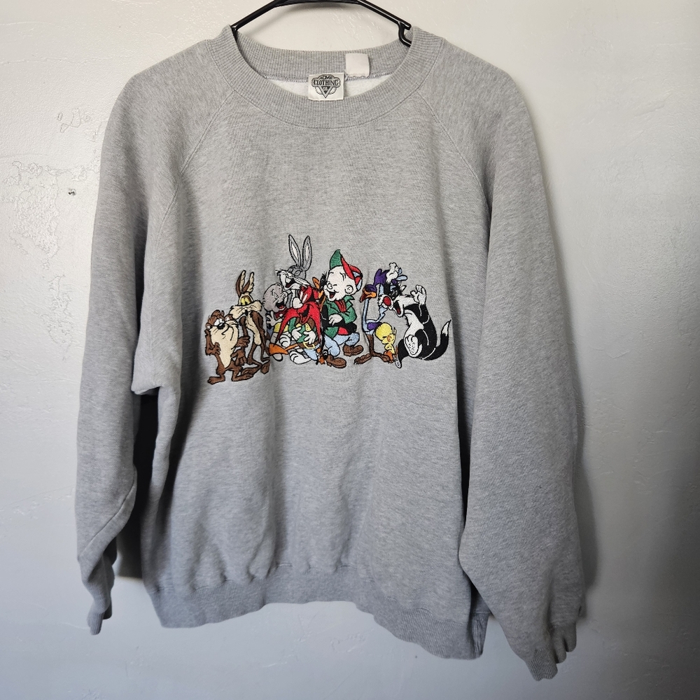 Acme Vintage Looney Tunes Character Grey Crewneck Sweatshirt 90s Unisex XL